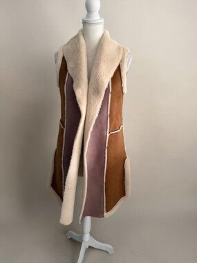 FRENCH CONNECTION Faux Shearling Long Vest Size XS